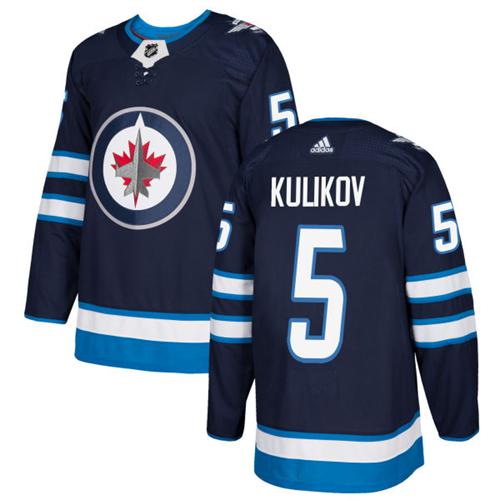 Adidas Jets #5 Dmitry Kulikov Navy Blue Home Authentic Stitched NHL Jersey